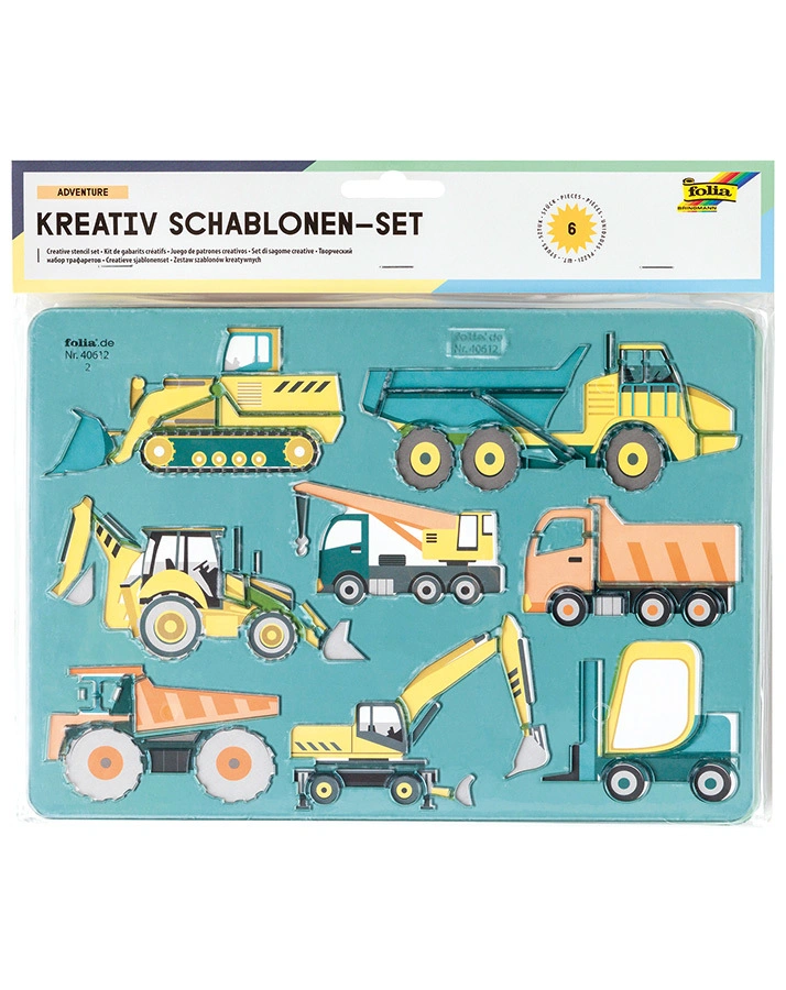 Kreativ-Schablonen ADVENTURE 6-teilig mit Ausmalvorlagen