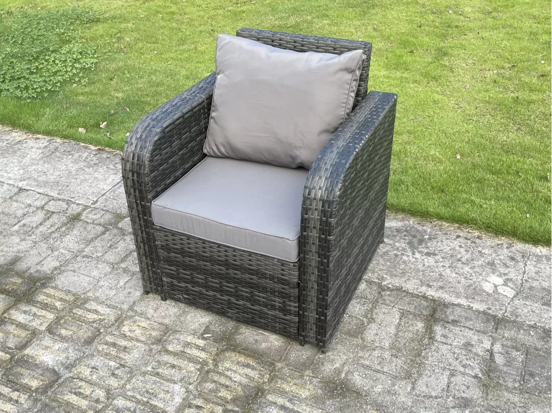 Mobilier À Dîner De Jardin en rotin ave 2 Canapé d'amour 2 Chaises inclinable Table à manger réglable en hauteur Mélange gris foncé