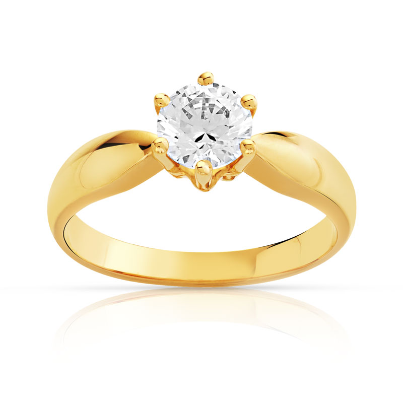 Bague solitaire or 750 jaune dia 70/100e ct H/SI