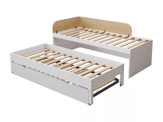 Lit gigogne 3 places 90x200 cm bois massif blanc NOHA