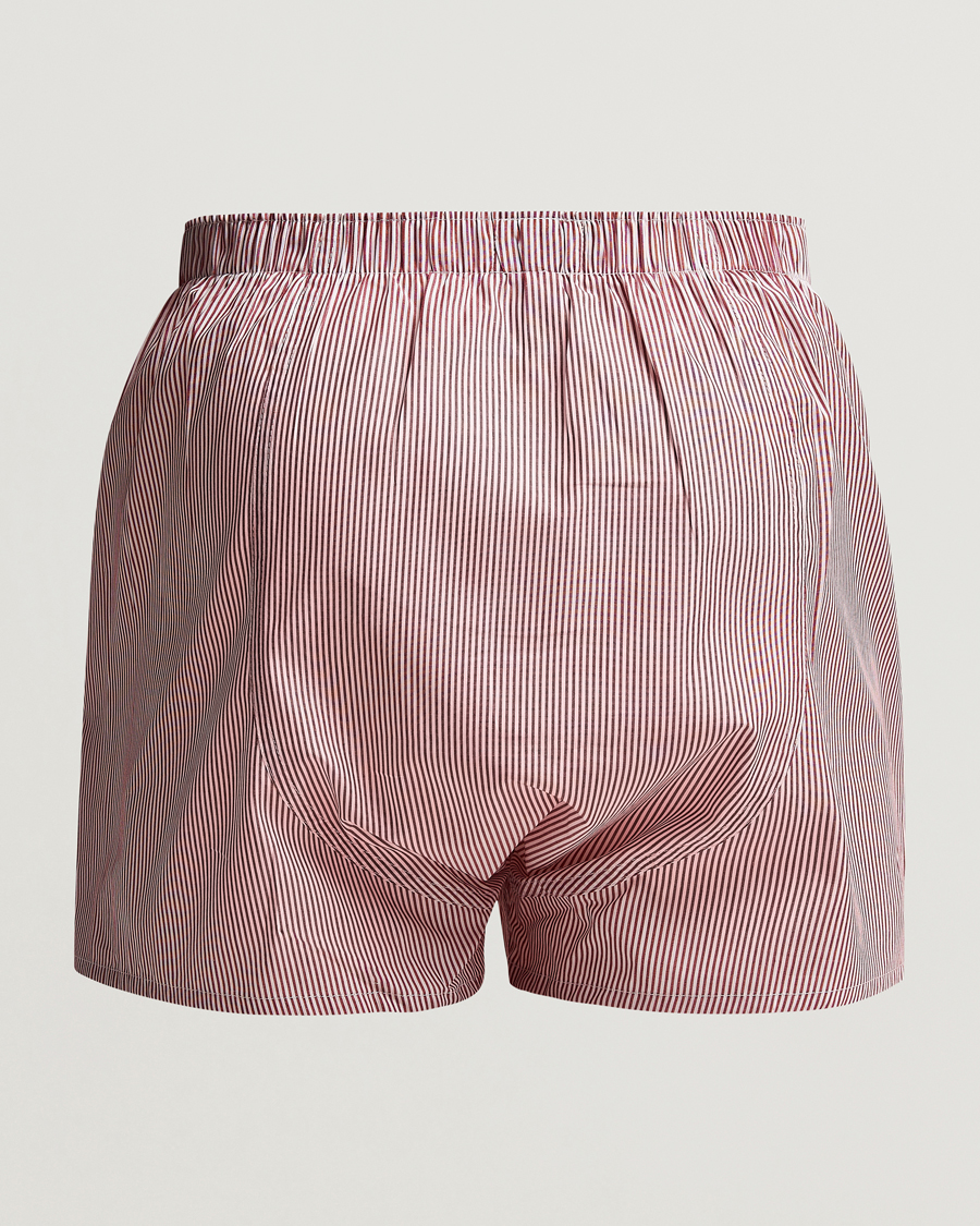 Sunspel Classic Woven Cotton Boxer Shorts Red/White