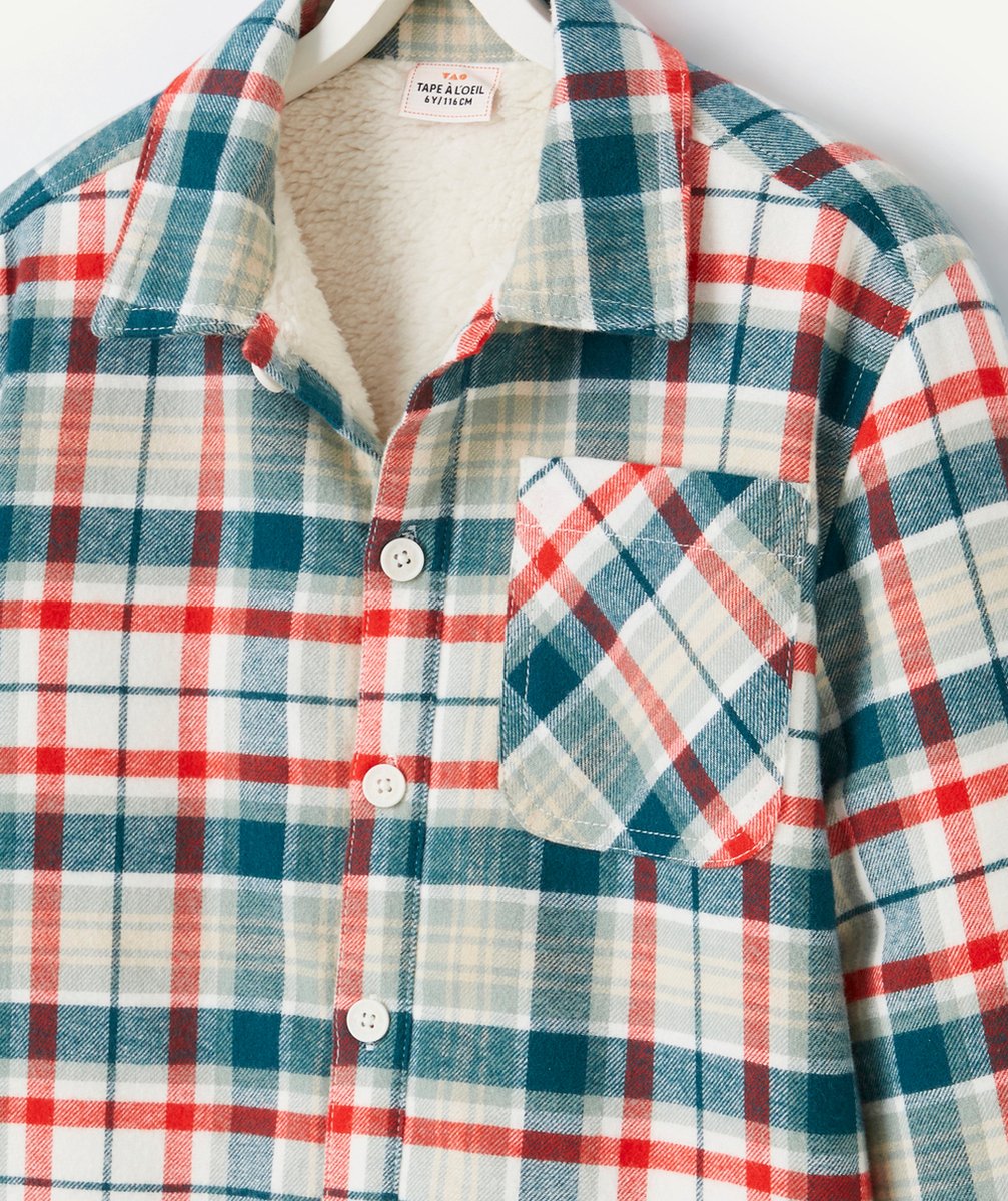 CHEMISE MANCHES LONGUES GARÇON EN FIBRES RECYCLÉES AVEC INTÉRIEUR DOUX