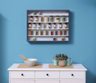 Sammlervitrine HENDRIK 80x60x9,5 cm Grau/Weiß