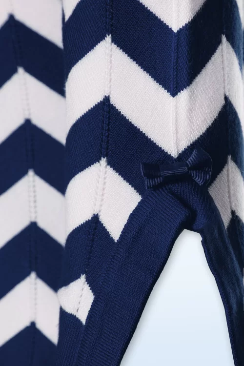 Banned Retro Vanilletop in marineblauw en wit