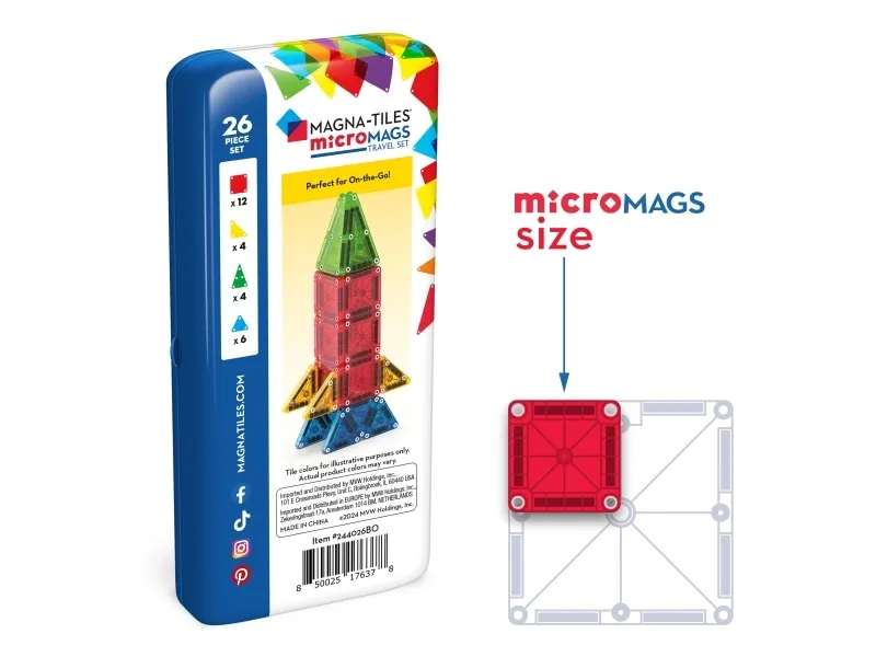 MAGNA-TILES microMAGS Travel Tin Case 26 pcs, CDU