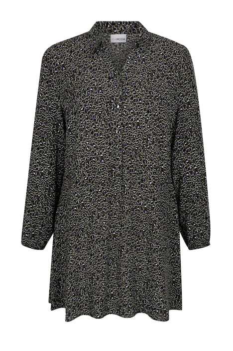 Longbluse, Alloverprint, Hemdkragen, Langarm