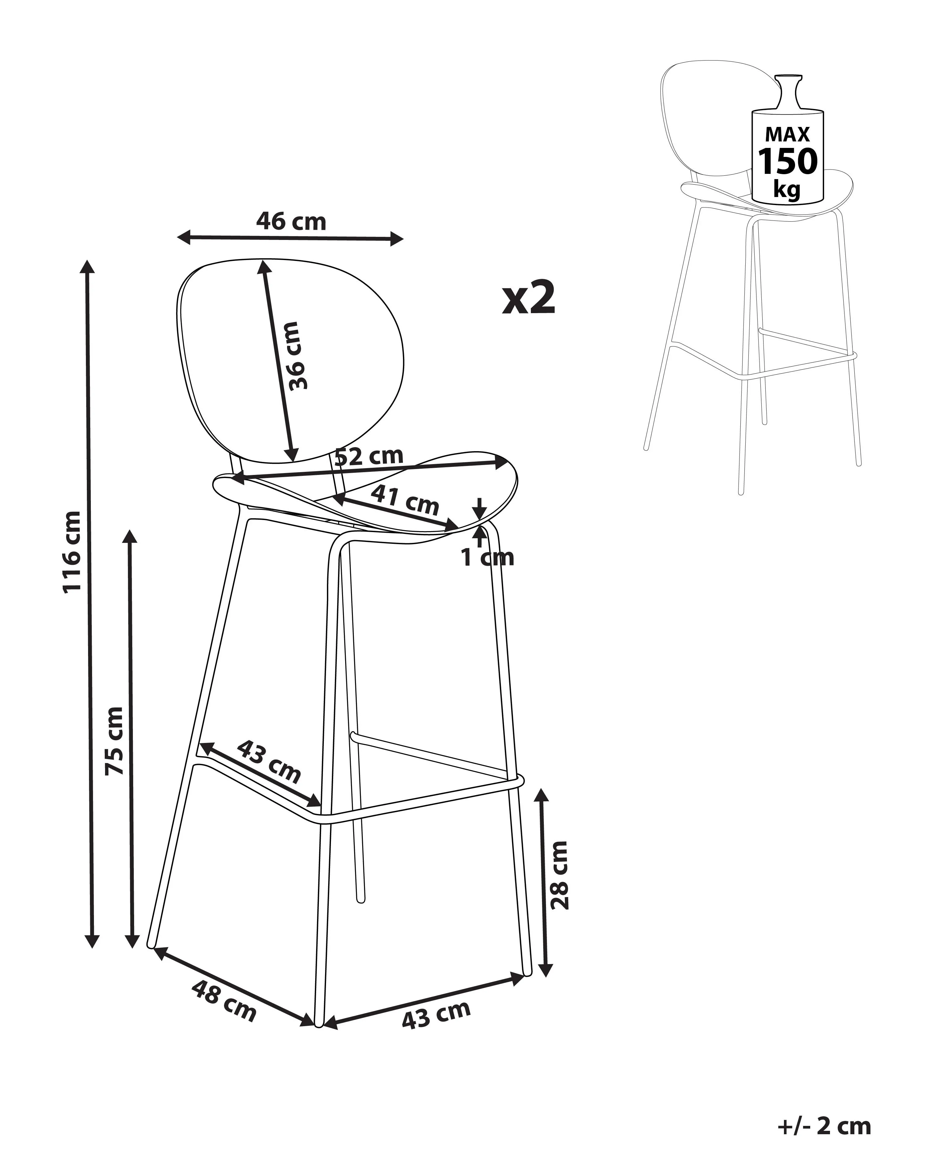 Set van 2 barstoelen SHONTO Zwart