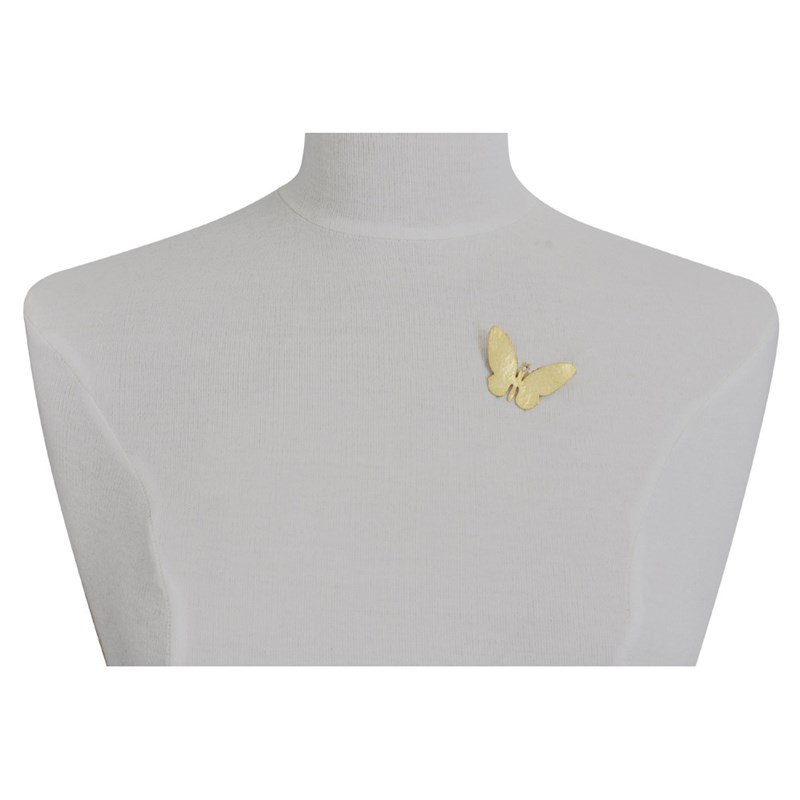 Broche Laiton Doré Papillon Martelé