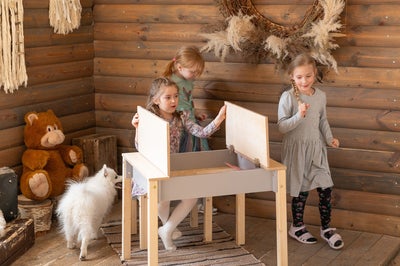 Family-scl Smart Oppbevaring Bord med Stol, Grå
