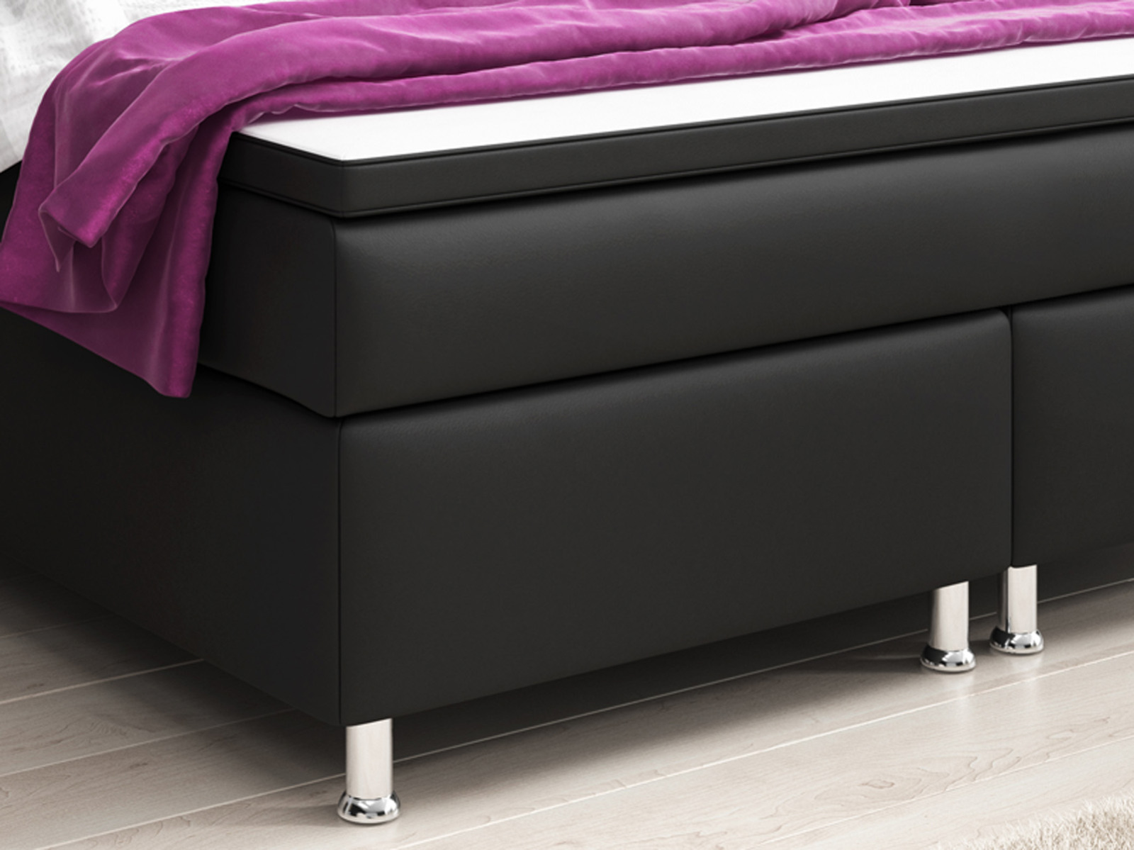 Boxspringbett - schwarz - Kunstleder - H3 - 180x200 cm