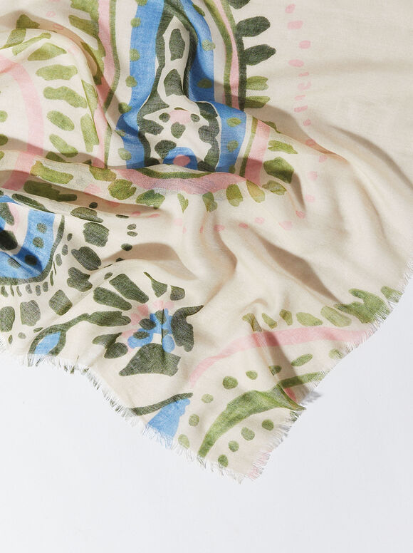 Lenço estampado - Branco-sujo