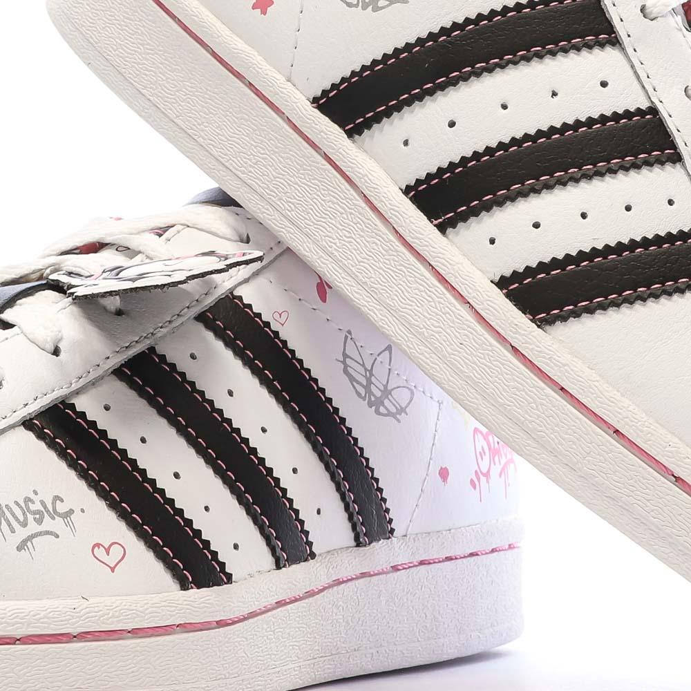Adidas Baskets Blanches/Noires Fille Adidas Superstar