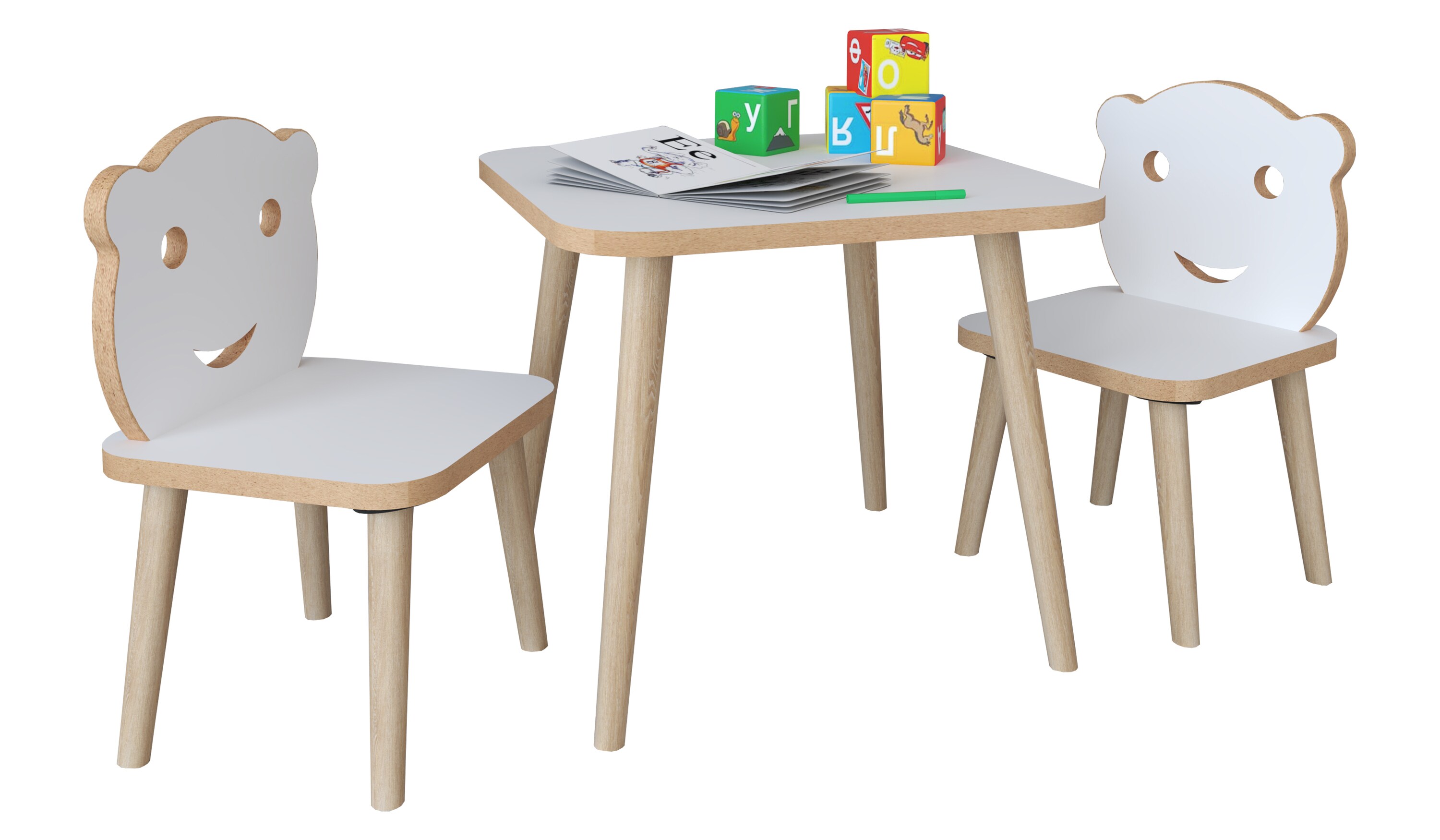 VCM 3-tlg. Sitzgruppe Kinderzimmer Kindermöbel Tisch Stuhl Kinder LiLuLa