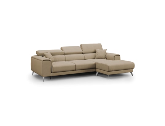 DIVANI.STORE - Canapé d'angle fusion gauche beige 4 places