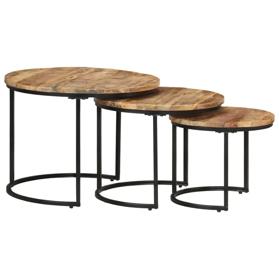 vidaXL - Tafeltje - Bruin - Hout - Ø 40 x 34 cm - 3 stuks