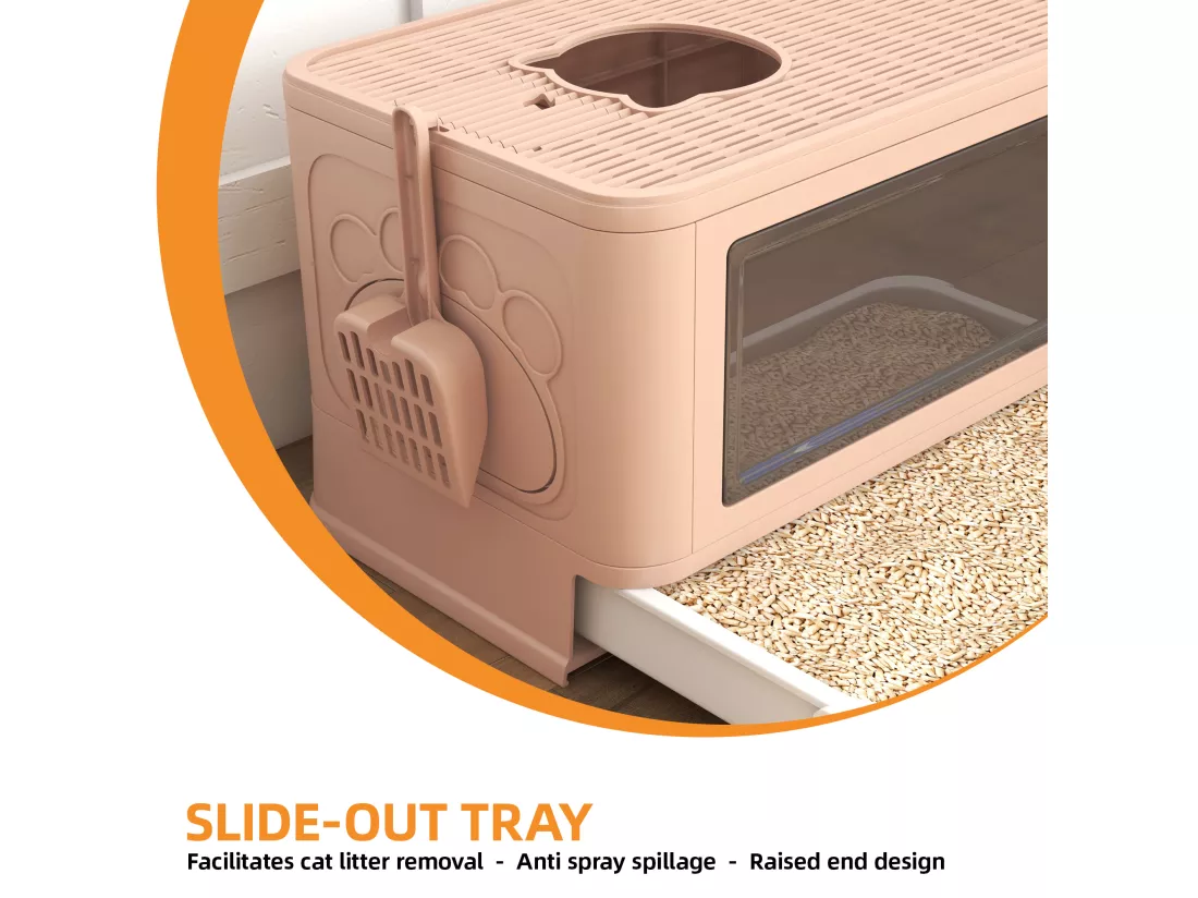 YITAHOME Bac Litiere pour Chat 20.4KG - Grand - Intérieur - Toilette Chat - avec Pelle - Auto-toiletteur - Couleur de Rose