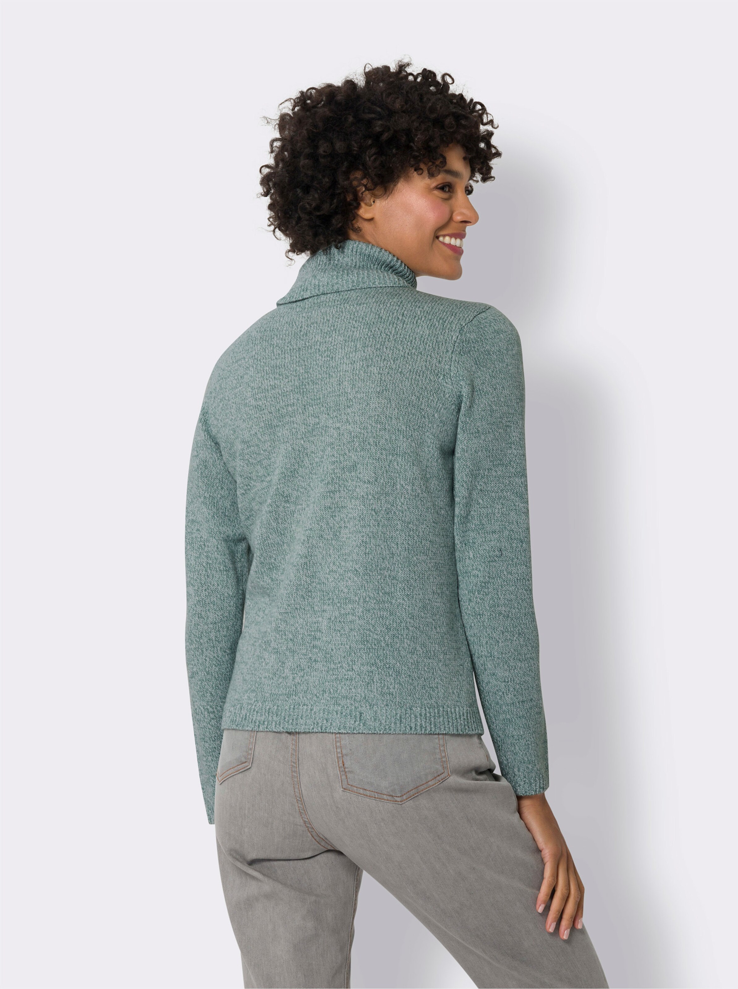 Rollkragenpullover in Melange-Optik