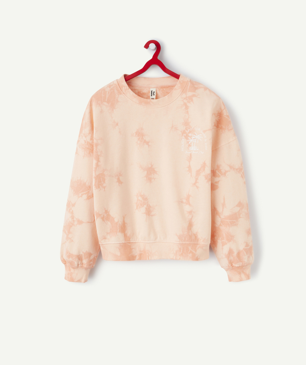 sweat fille en coton bio orange imprimé tye and die avec messages