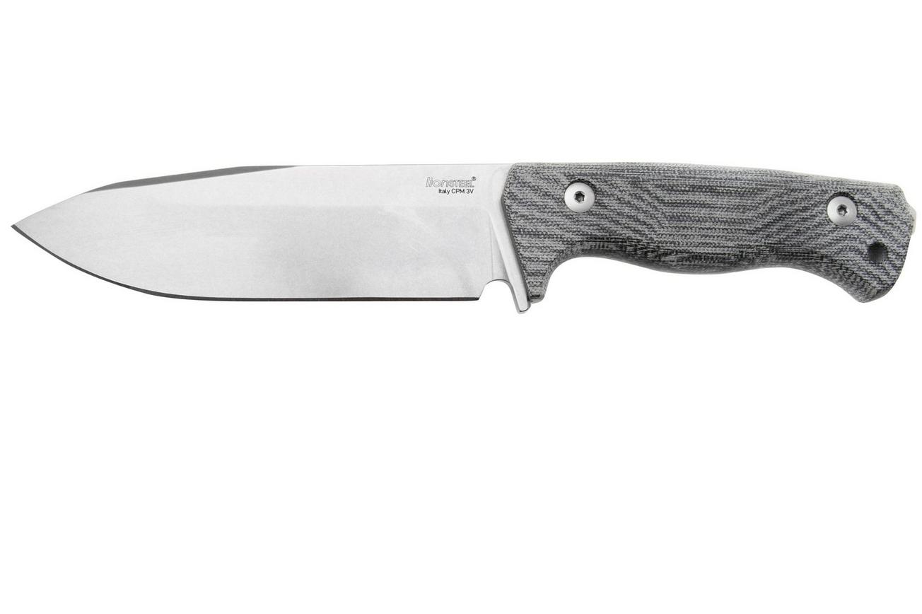LionSteel T6 Stonewashed, Black Canvas Micarta T6-CVB vaststaand mes