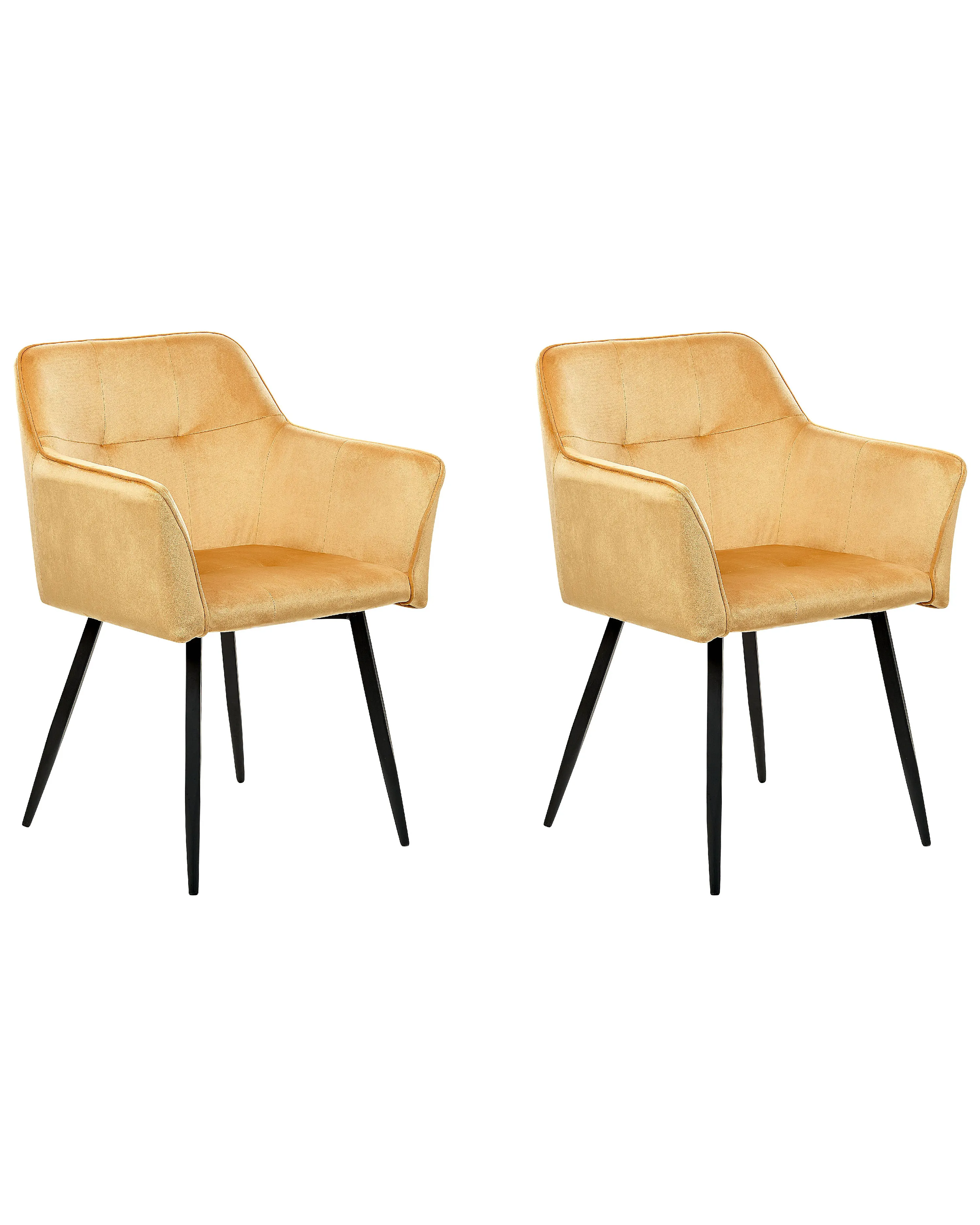 Set van 2 eetkamerstoelen JASMIN Fluweel Mosterdgeel
