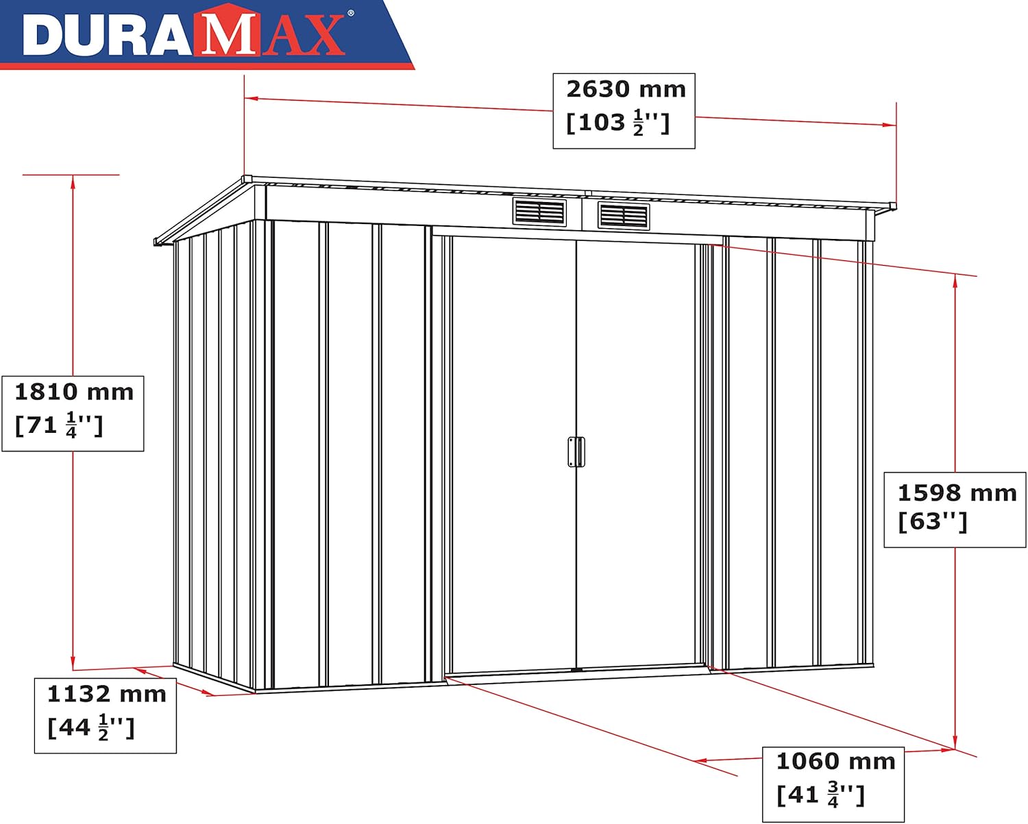 Duramax ECO 10 x 8 (7.28 m²) Abri de Jardin en Métal Galvanisé à Chaud, Abri de Stockage d'Outils, Structure de Toit Renforcée, Abri en Métal Sans Entretien, Vert