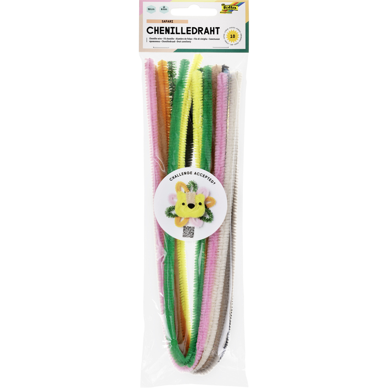 Folia Chenilledraht Safari, 10 Stück, assortiert