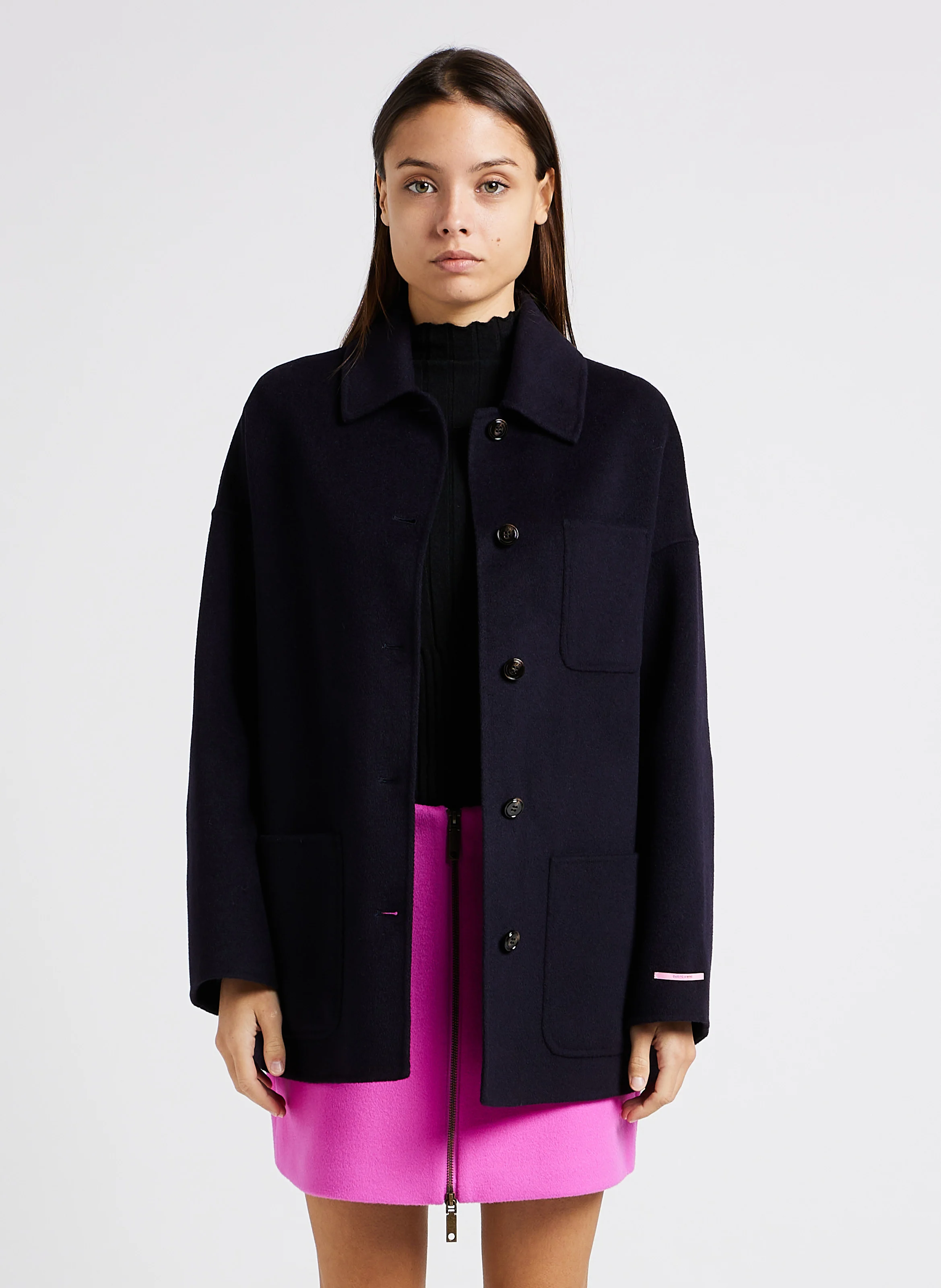 PREDAZZO - Manteau col classique en laine mélangée| Noir