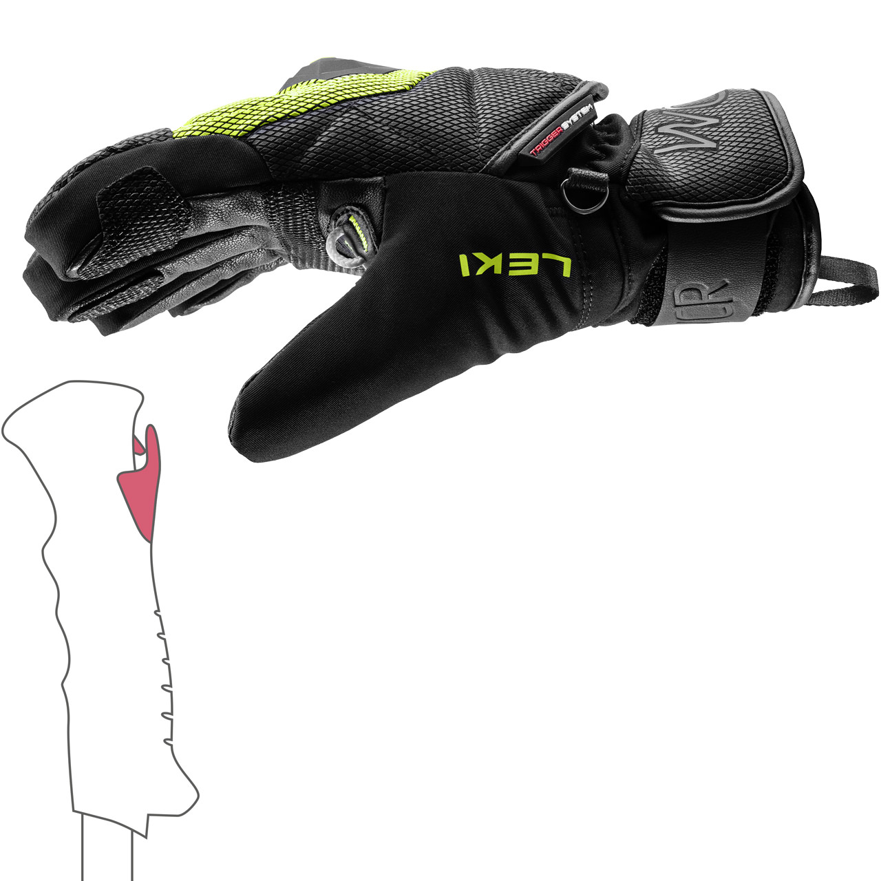Leki Junior Handschuh WCR COACH 3D black/ice lemon | Leki | L | Brands | XSPO-Fashion