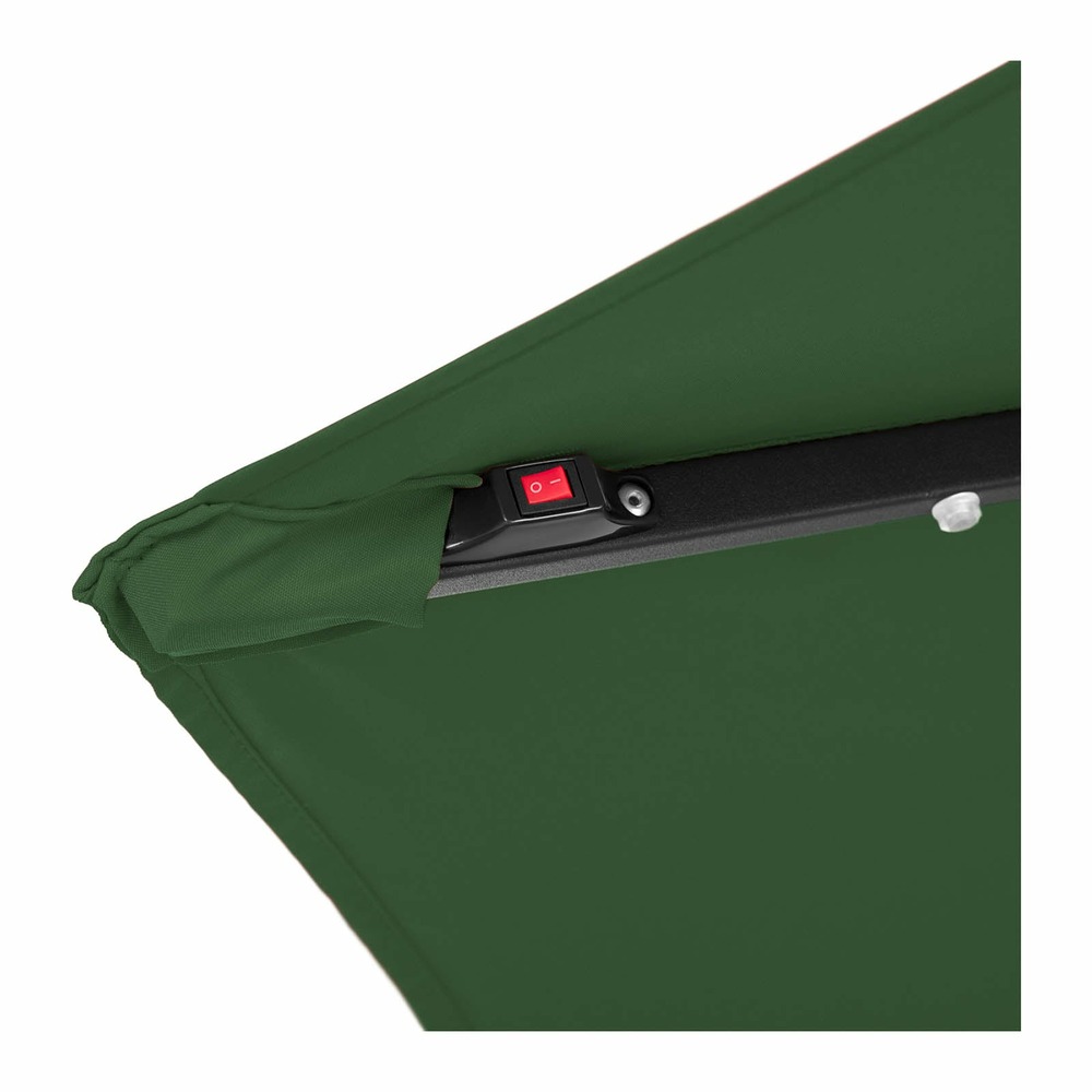 Parasol déporté avec led - vert - rond - diamètre 300 cm - inclinable