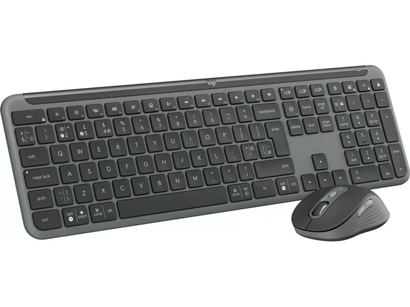 Logitech Tastatur-Maus-Set MK950 Signature Slim Combo Kabelloses Tastatur-Maus-Set mit geräuscharmen Tasten