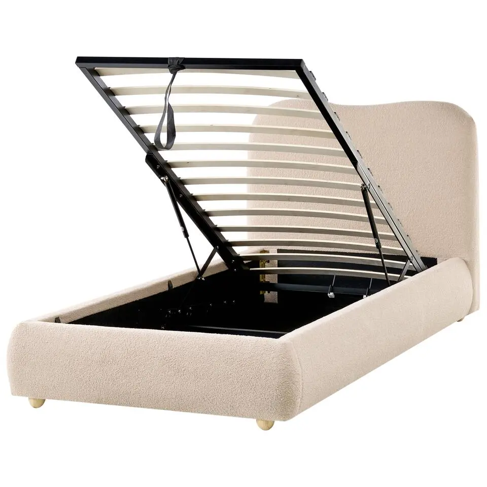 BLAGNAC - Bed met opbergruimte - Beige - 90 x 200 cm - Bouclé
