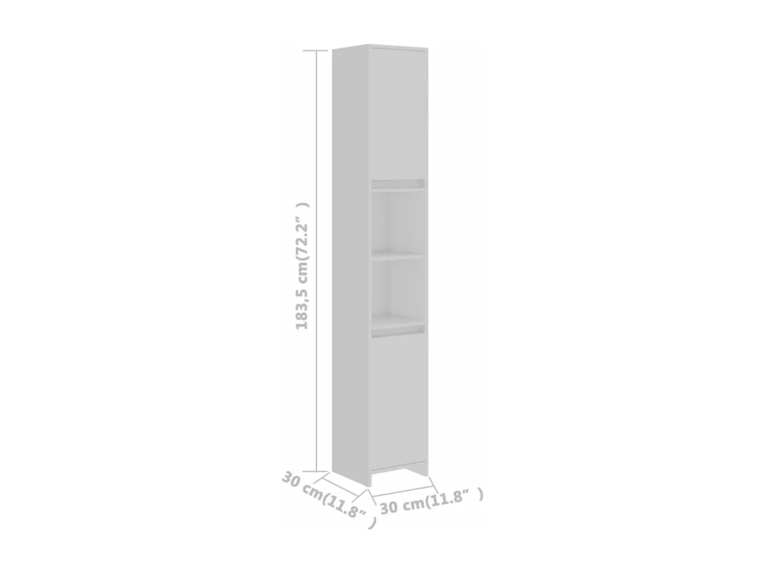 Armoire de salle de bain Blanc 30x30x183,5 cm Bois d'ingénierie