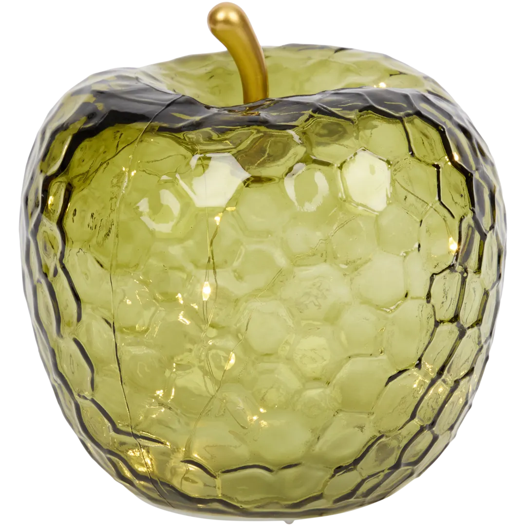 Glazen appel met ledlicht Ø 16 x 17 cm | diverse kleuren
