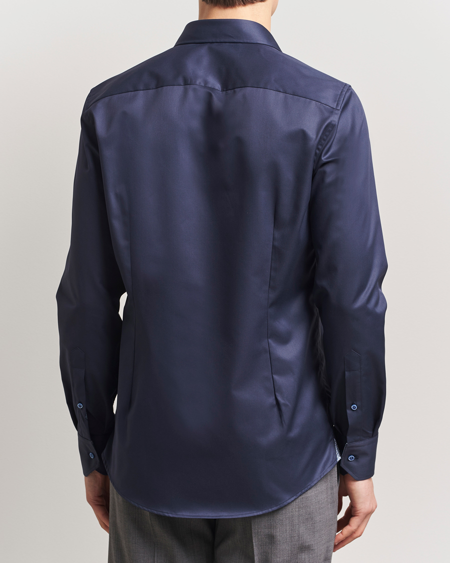 Stenströms Silmline Contrast Cotton Twill Shirt Navy