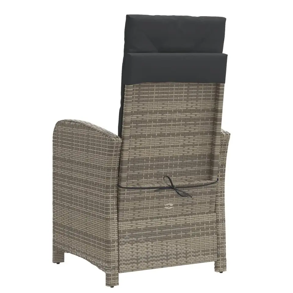 vidaXL - Verstelbare tuinstoelen - Voetensteun - Grijs - Poly rattan - 2 stuks