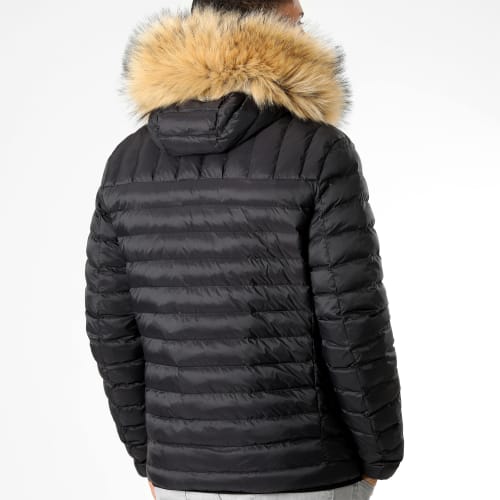 Doudoune Capuche Diamond Avec Fourrure Beige 0031 Noir
