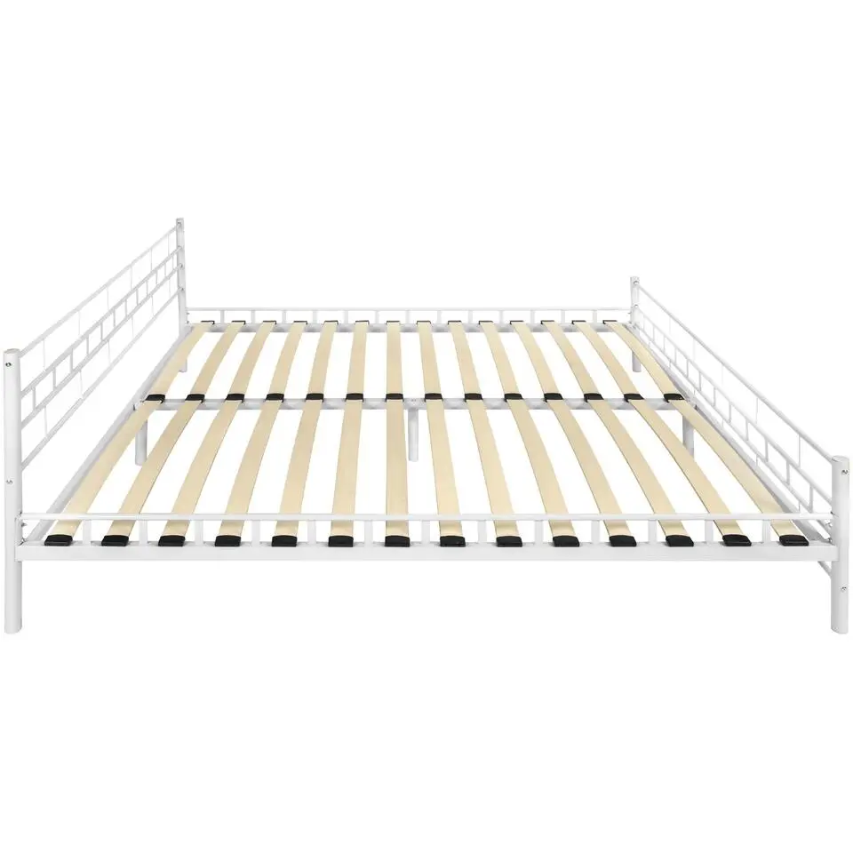 tectake Metalen bed met lattenbodem in modern ontwerp, 200 x 180 cm, Wit