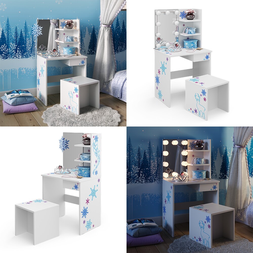 Vicco Kinder Schminktisch Kinderschminktisch Frisiertisch LED Beleuchtung Hocker