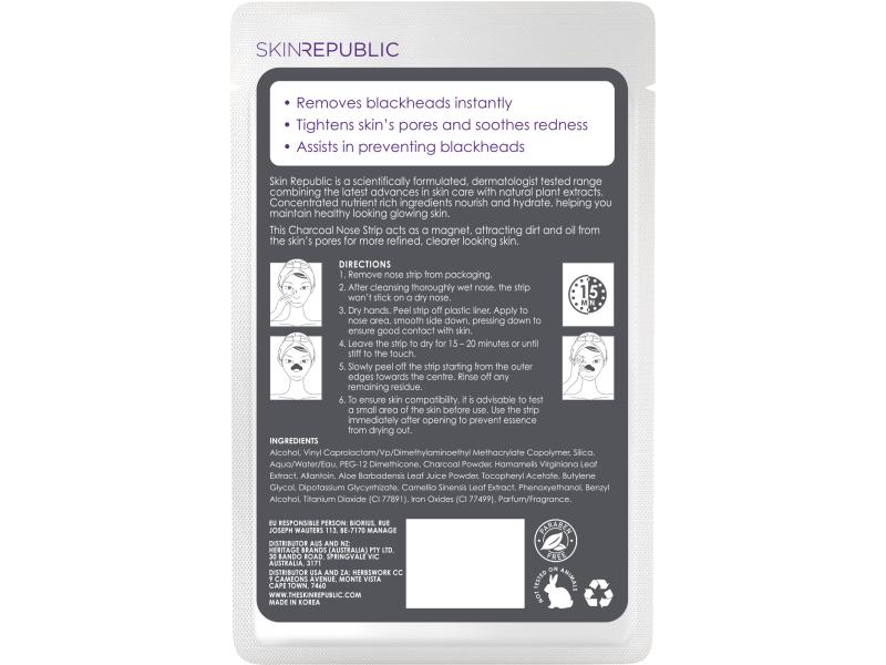 SkinRepublic Maske Charcoal Nose Strips 6 Stück Klärende Gesichtspflege