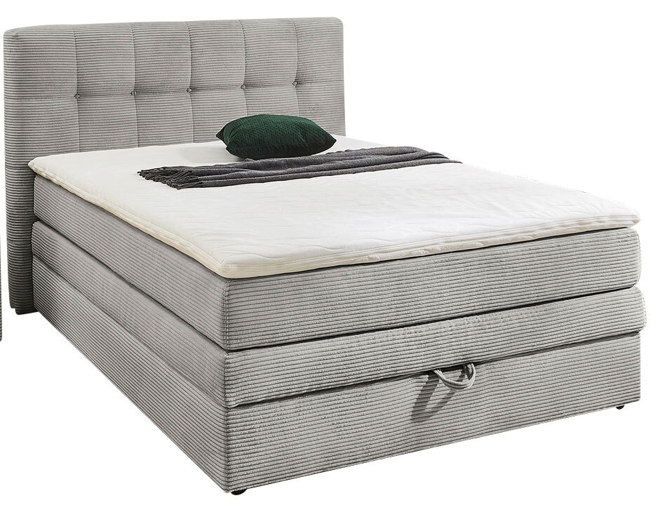 CASAVANTIBoxspringbett AMY 140 x 200 cm Cord hellgrau
