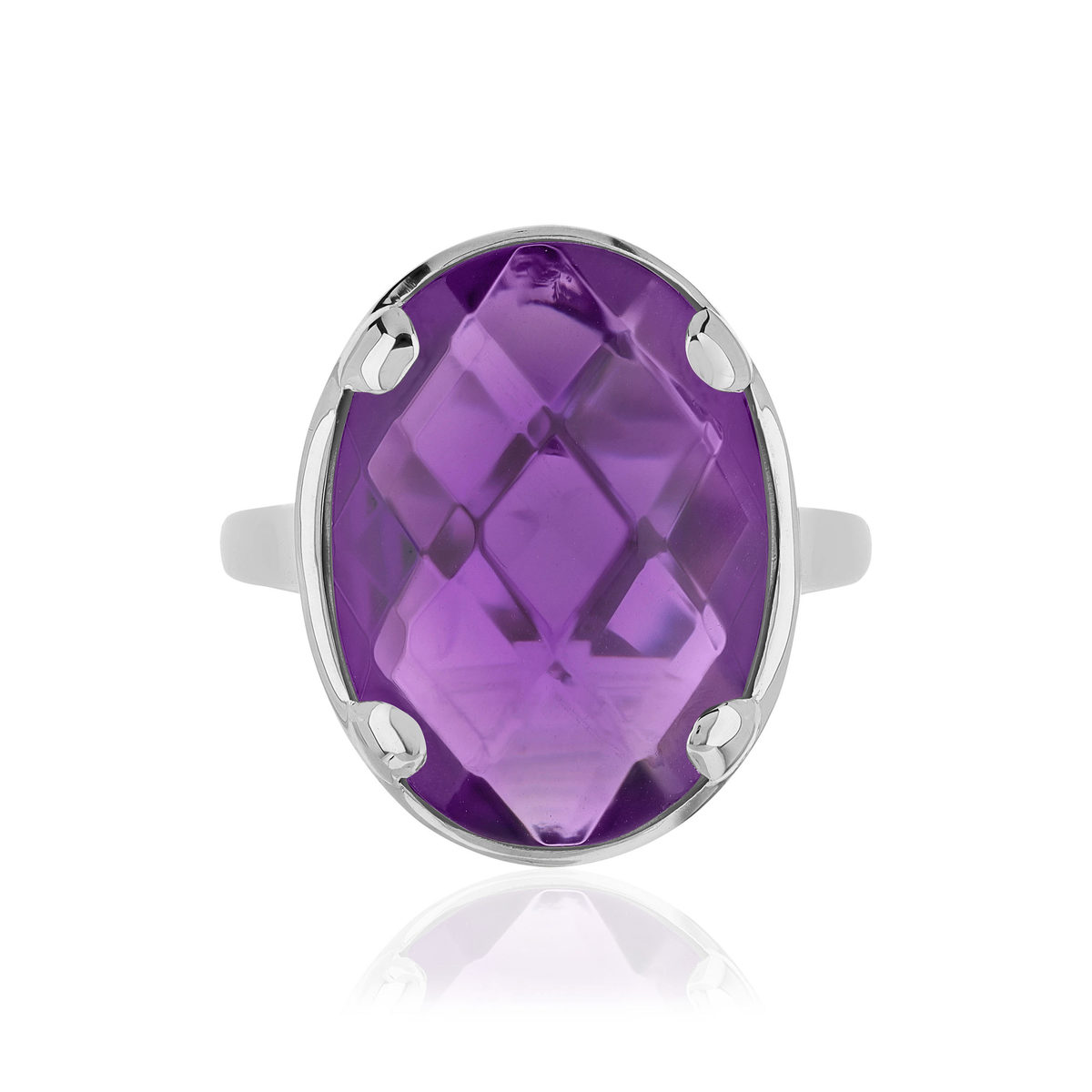 Bague argent 925 pierre synthétique violette