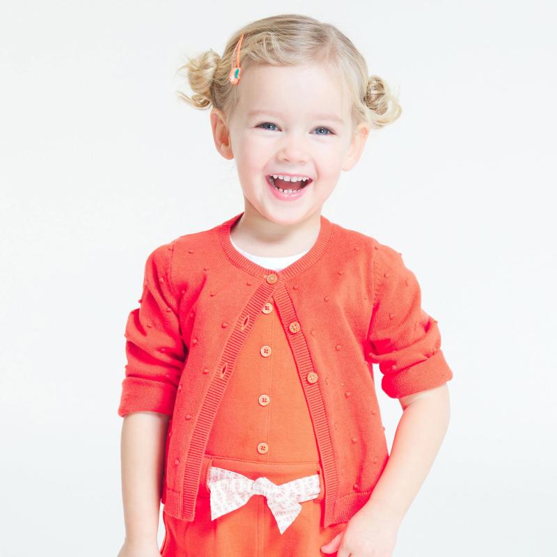 Gilet en maille effet pois rouge bébé fille Rouge