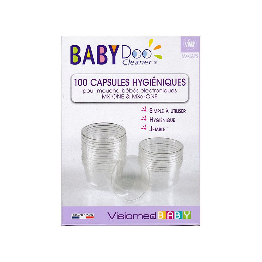 Lot de 100 capsules hygiéniques jetables pour mouche-bébé - Blanc