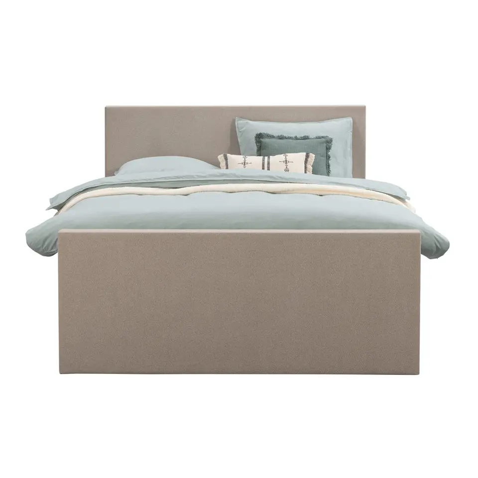 Boxspring met voetbord Liv egaal - beige - 160x200 cm - slanke poot