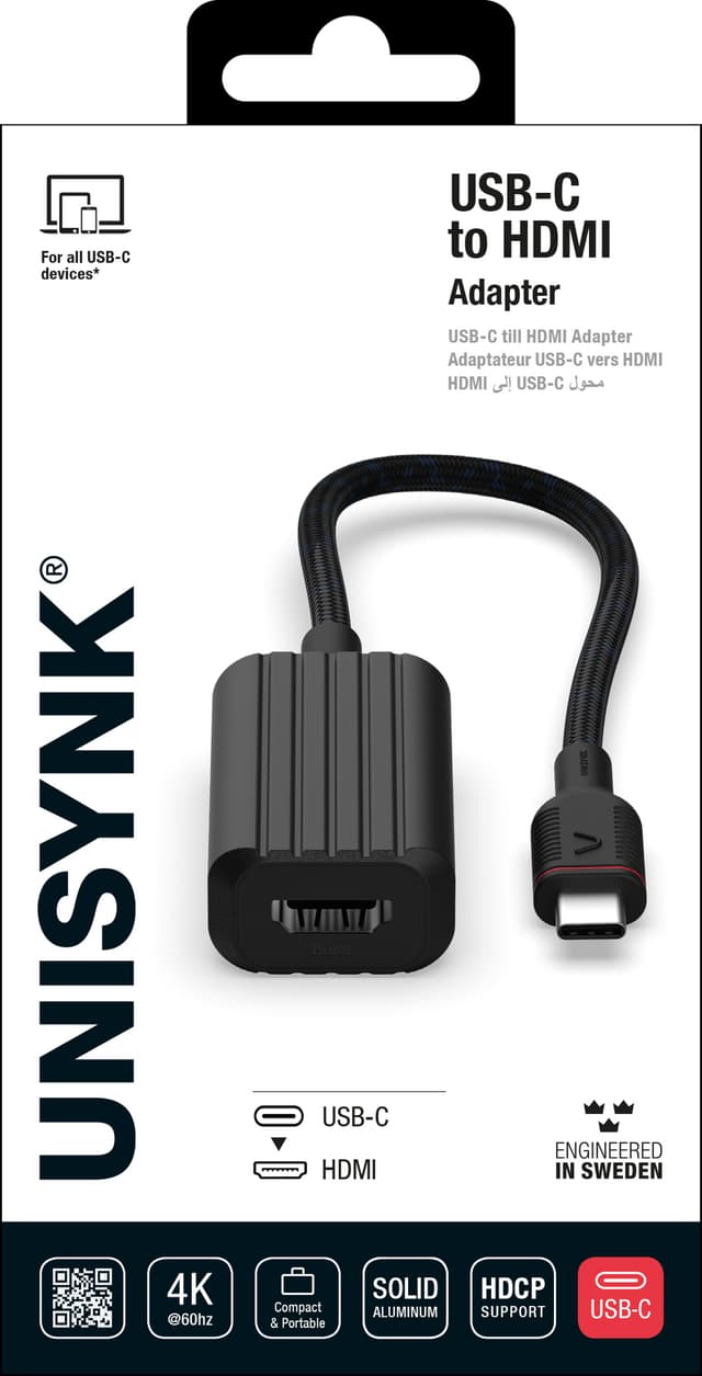 Unysink USB-C to HDMI-adapter 10377 (sort)