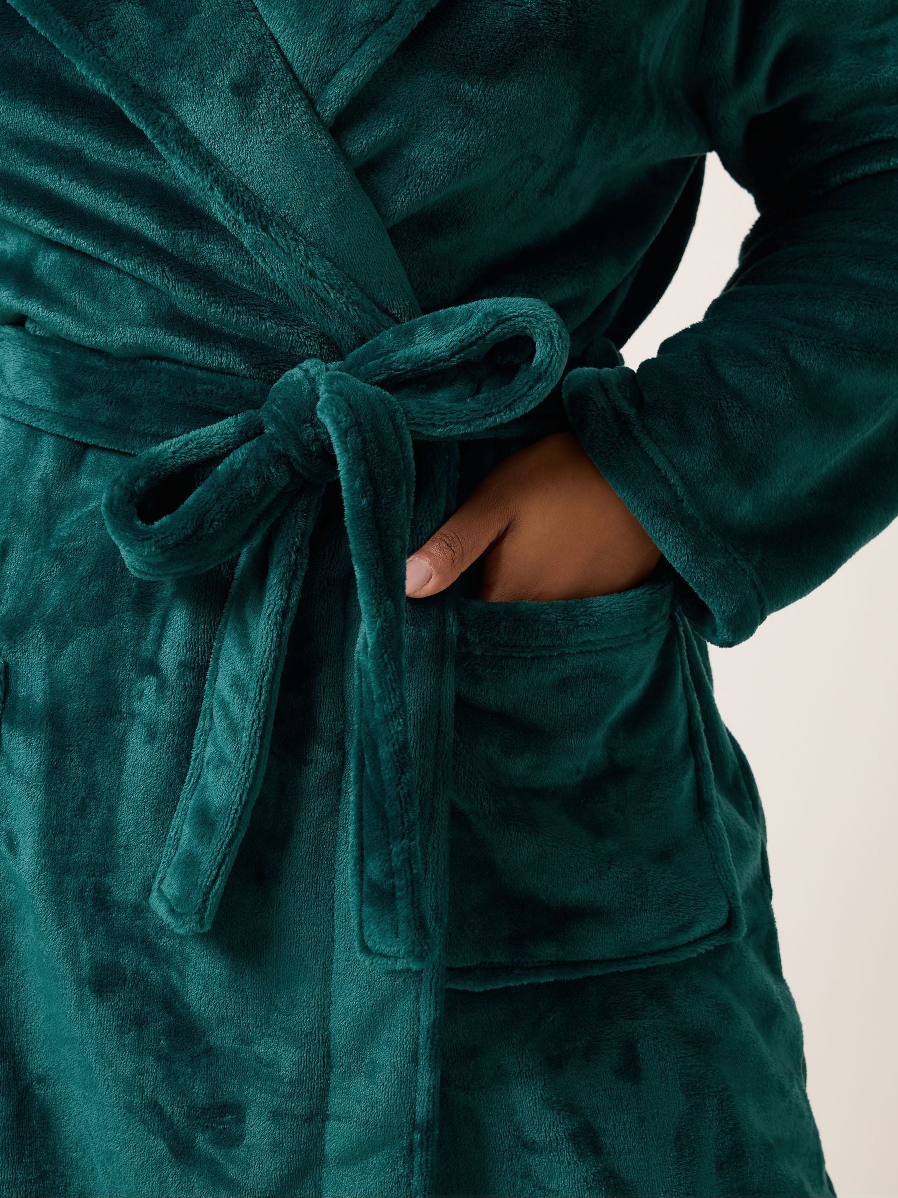 Groen - Yours Curve Super Luxe Maxi-badjas met sjaalkraag