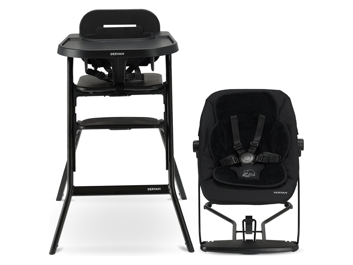 Deryan Curve kinderstoel met wipstoel en kussen - Black