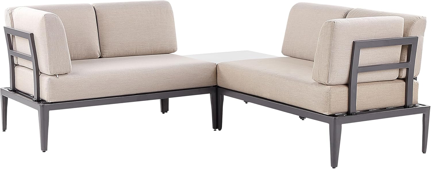 Beliani Modernes Outdoor-Lounge-Set Aluminium grau/beige für 6 Personen modern Rima III