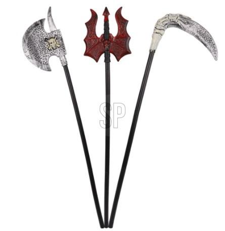 ARME H.120CM HALLOWEEN HACHE FAUCILLE OU TRIDENT