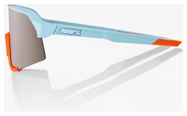 Lunettes 100% S3 Soft Tact Bleu / Orange - Lentilles HiPER Miroir Silver